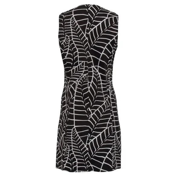 TORY BURCH Brown & White Leaf Print Zip-Up Corduroy Shift Dress, Size 4 - Picture 2 of 5